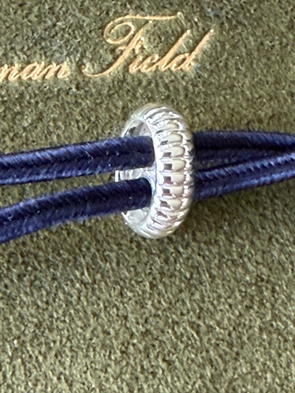 Diamond Rectangle Barre Medallion with Diamond & Removable Silk Cord Necklace - Picture 12 of 16